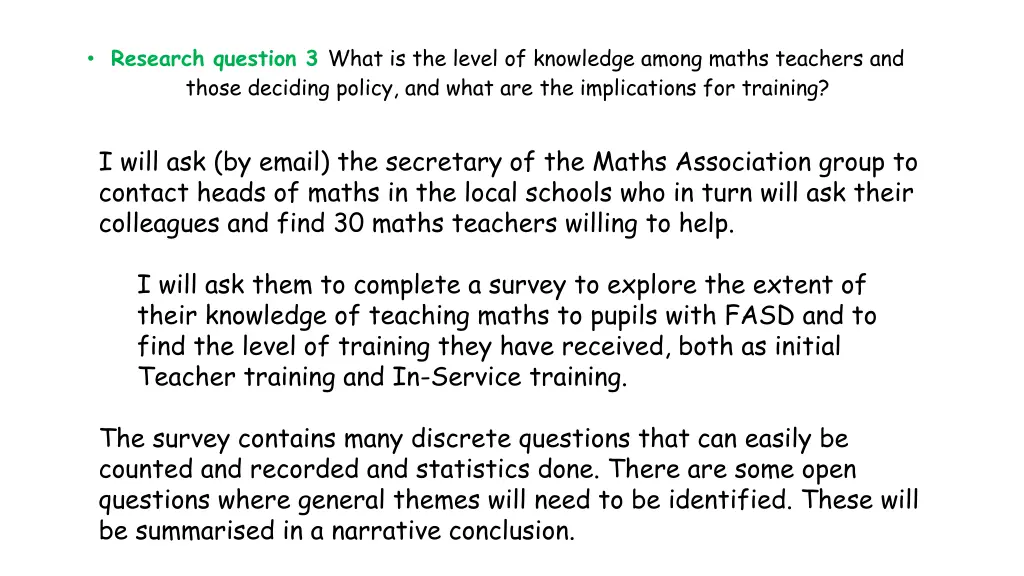 research question 3 what is the level