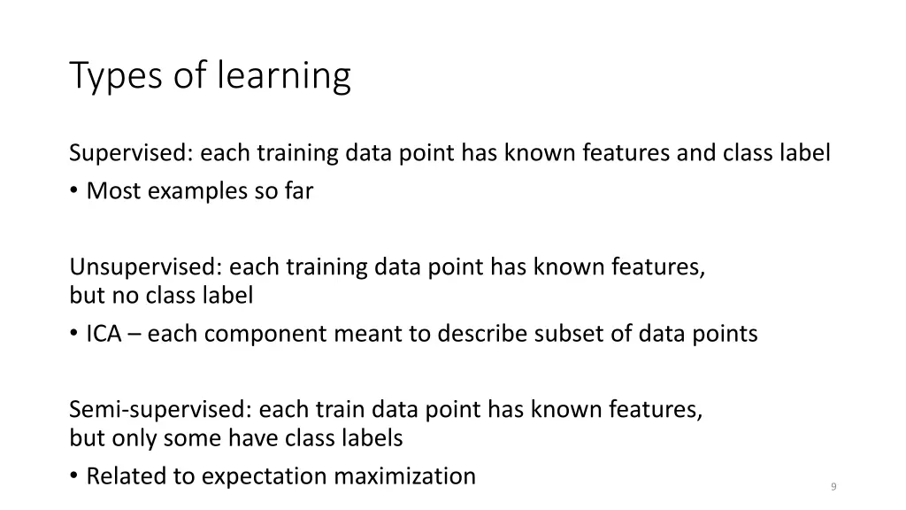 types of learning