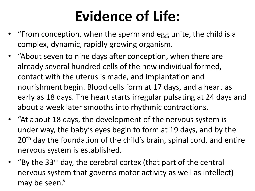 evidence of life