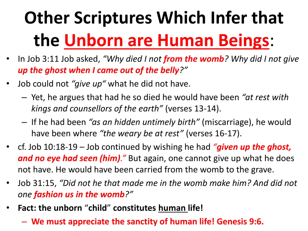 other scriptures which infer that the unborn 1