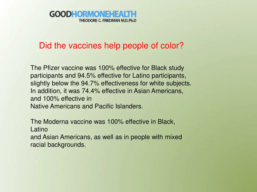 did the vaccines help people of color