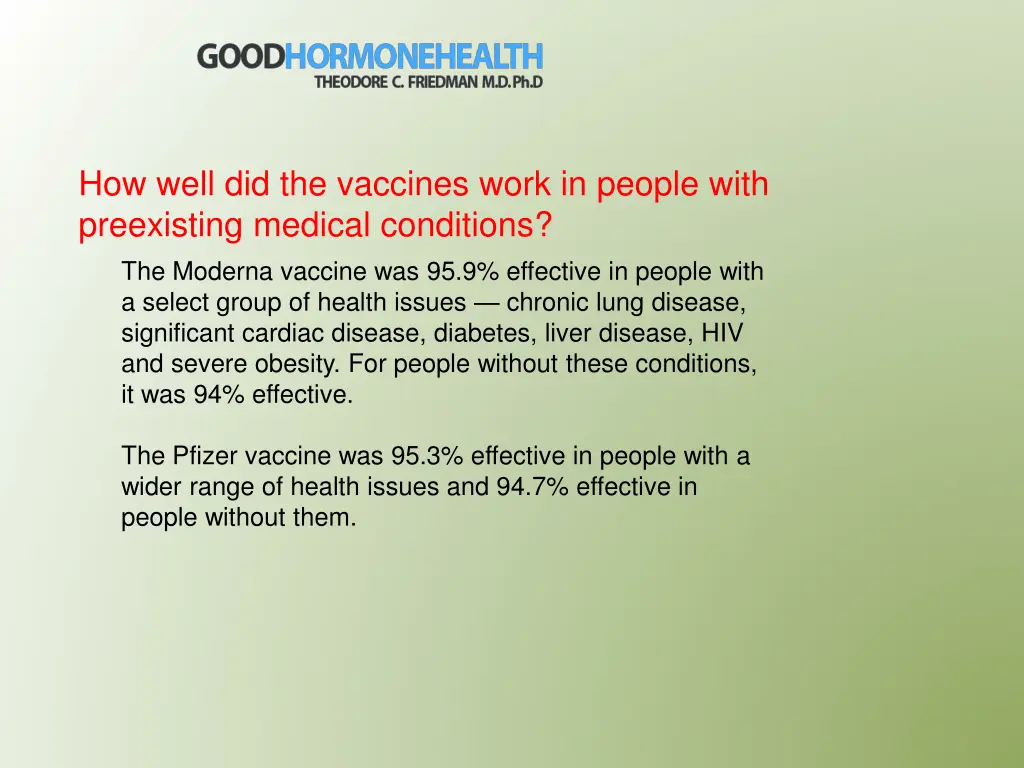 how well did the vaccines work in people with