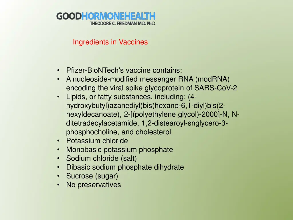 ingredients in vaccines