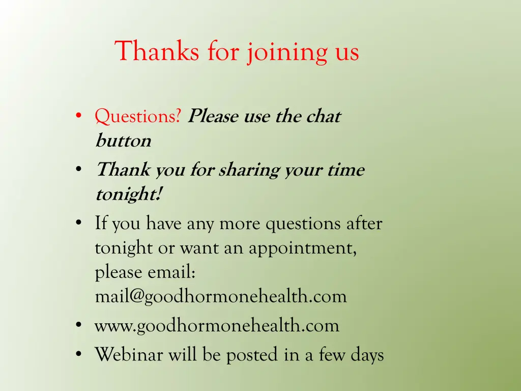 thanks for joining us