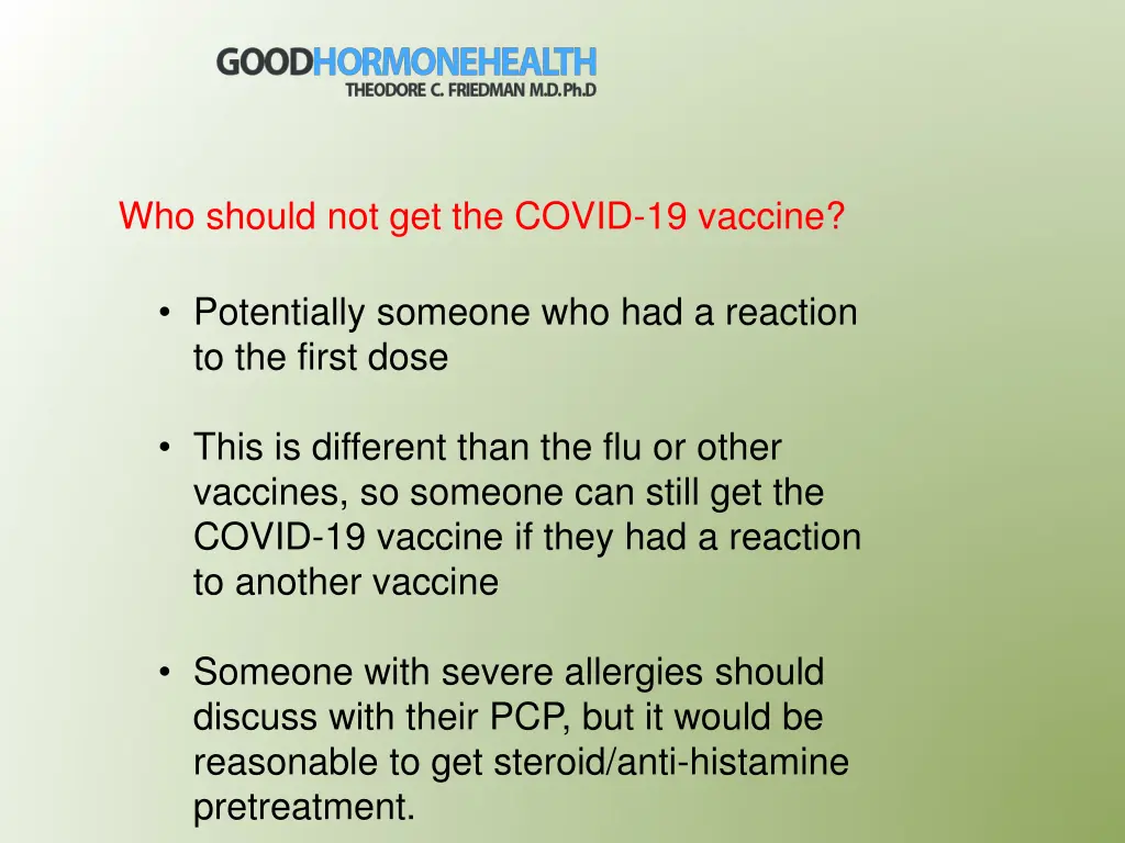 who should not get the covid 19 vaccine