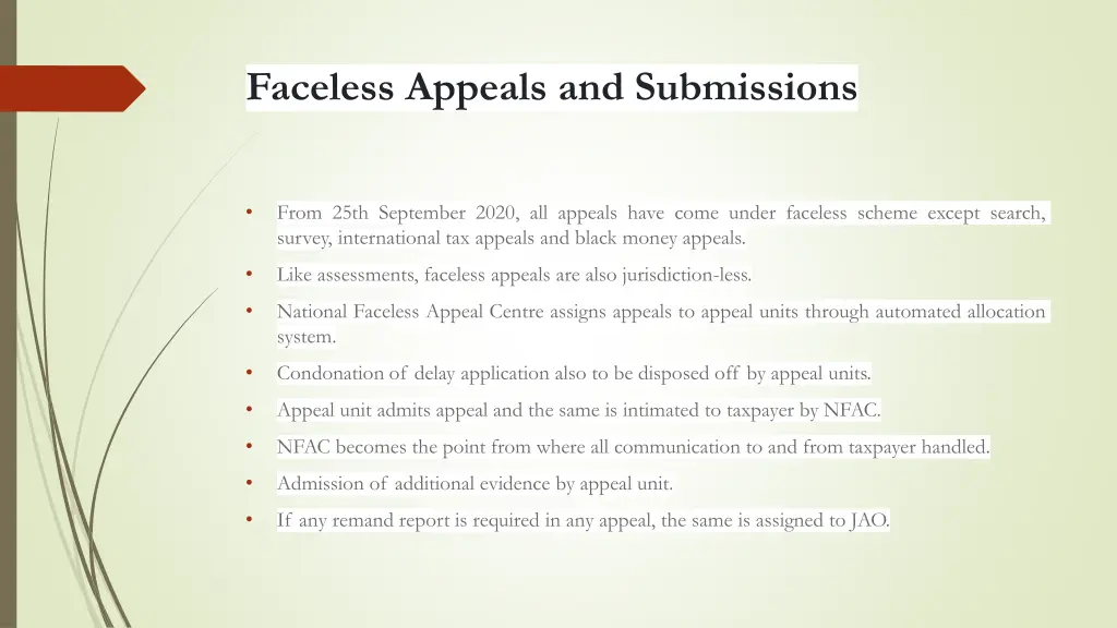 faceless appeals and submissions