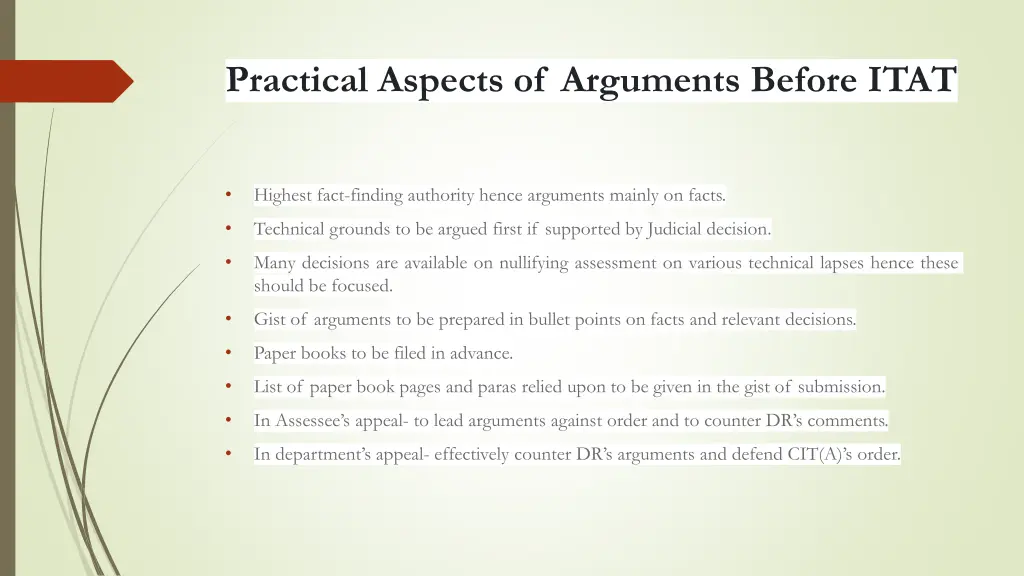 practical aspects of arguments before itat