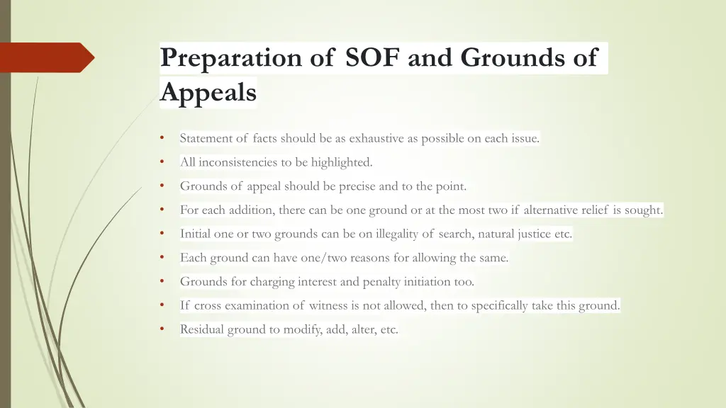 preparation of sof and grounds of appeals