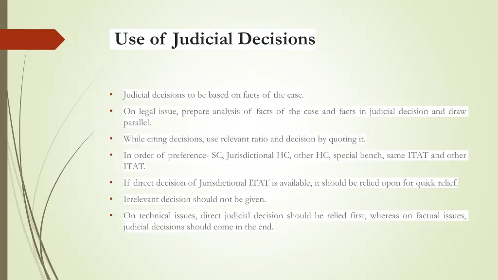 use of judicial decisions