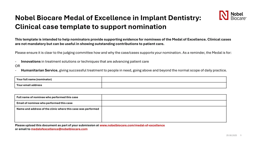 nobel biocare medal of excellence in implant