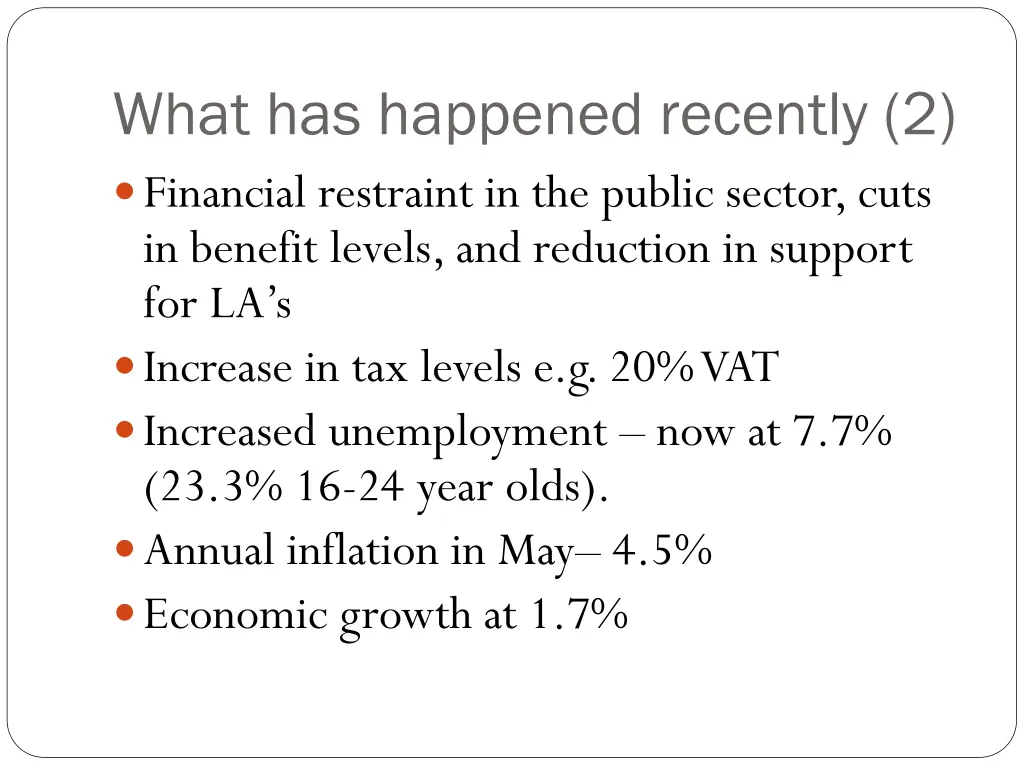 what has happened recently 2 financial restraint