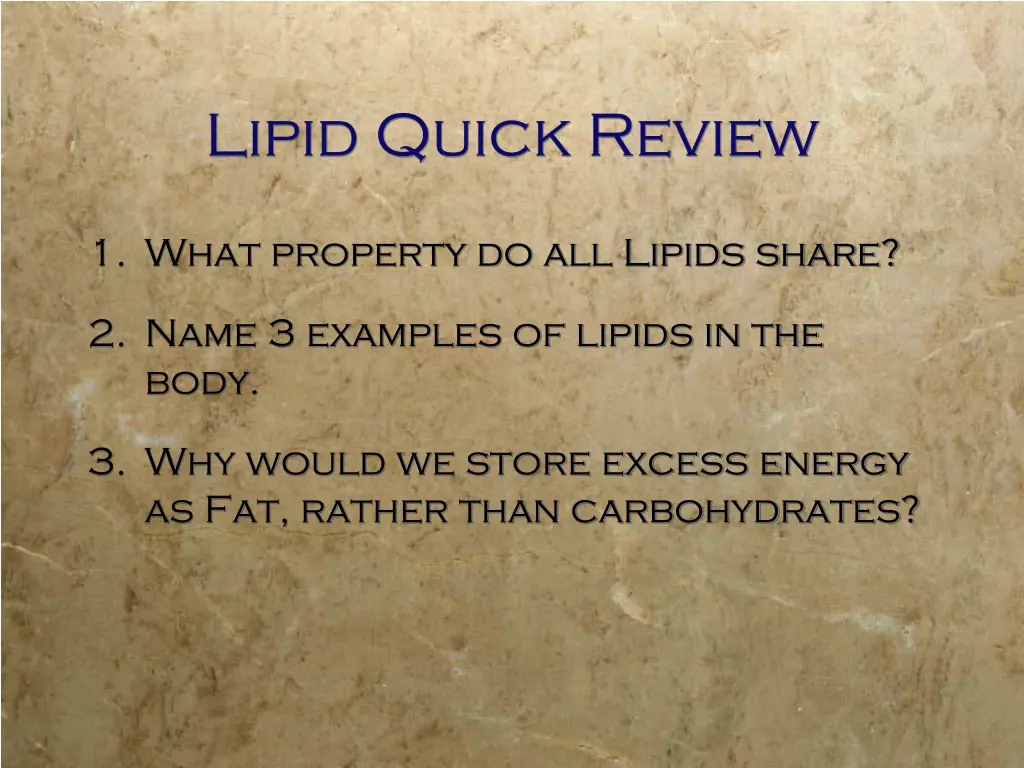 lipid quick review