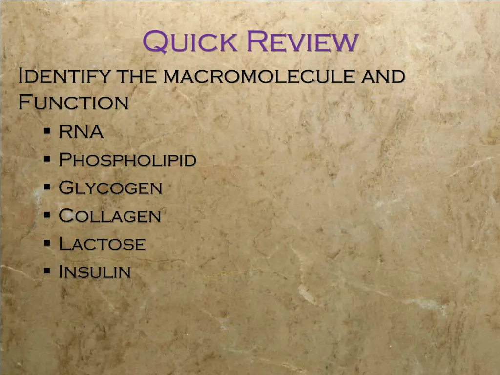 quick review