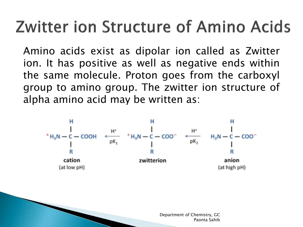 amino acids exist as dipolar ion called