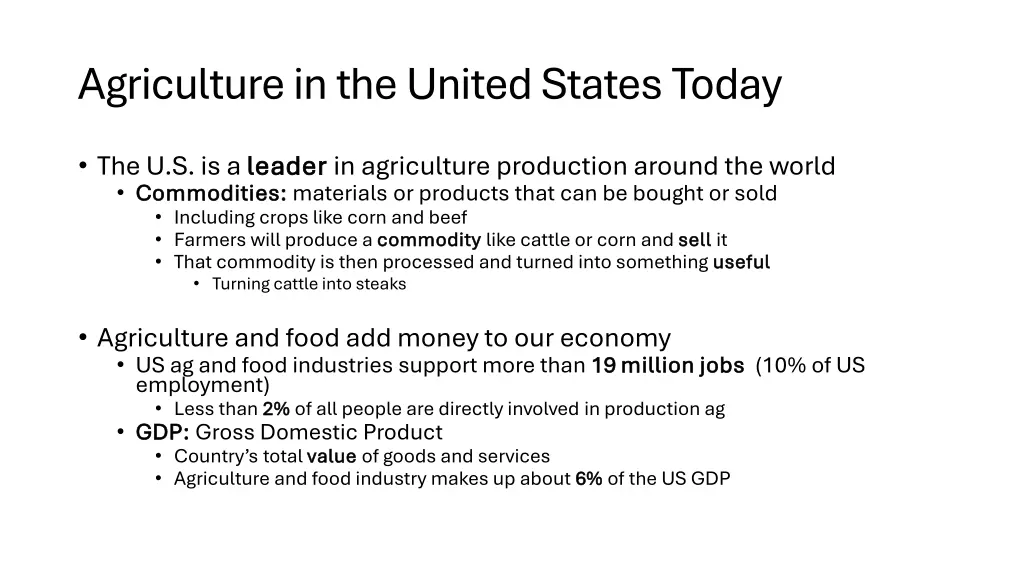 agriculture in the united states today