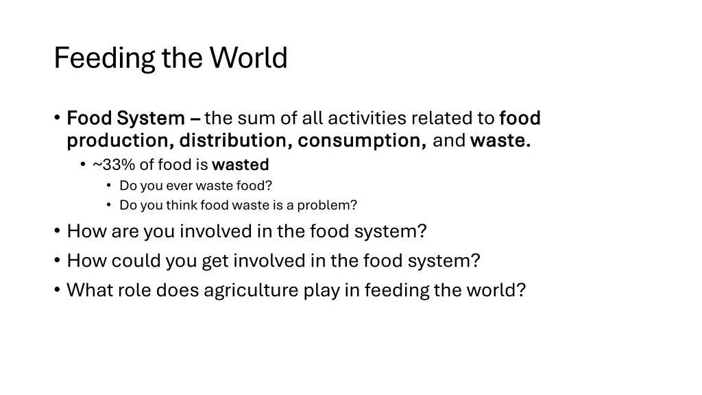 feeding the world