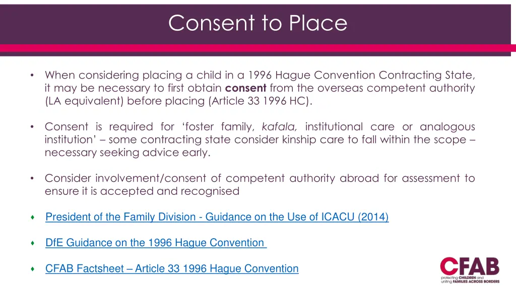 consent to place