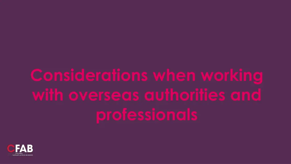 considerations when working with overseas