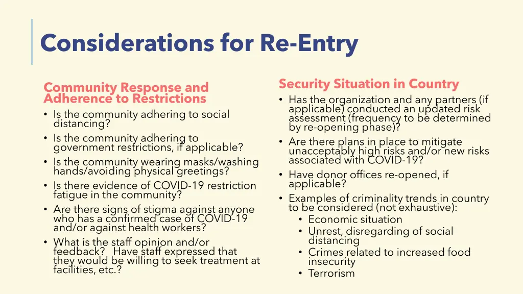 considerations for re entry 2