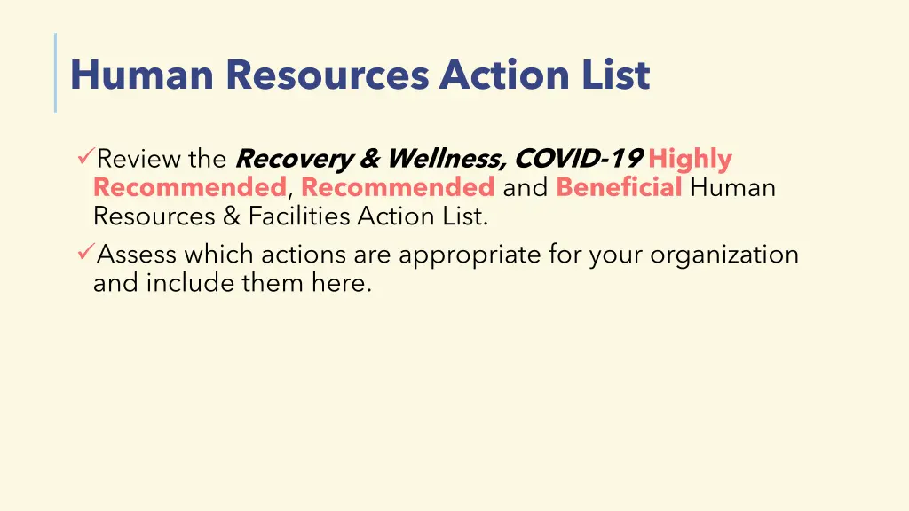 human resources action list