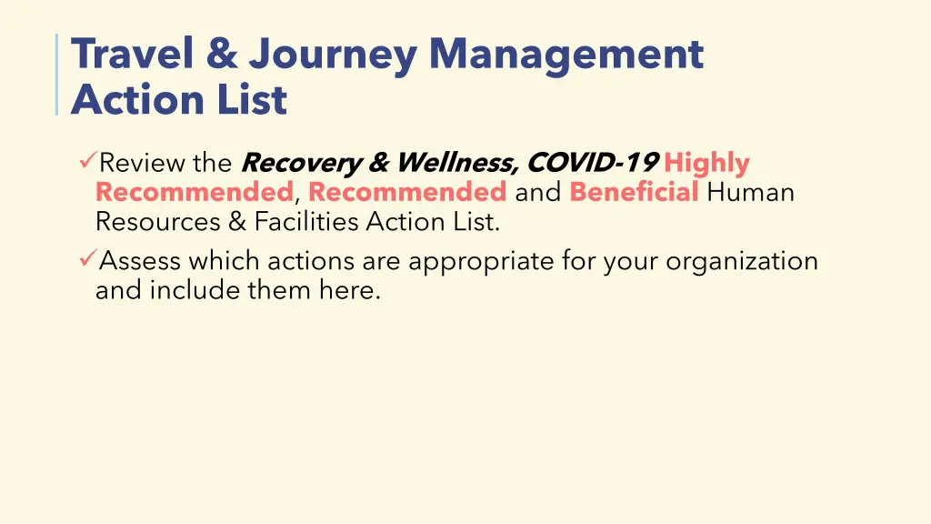 travel journey management action list