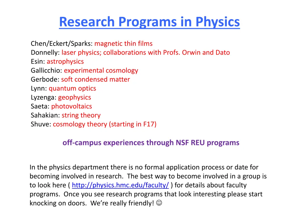 research programs in physics