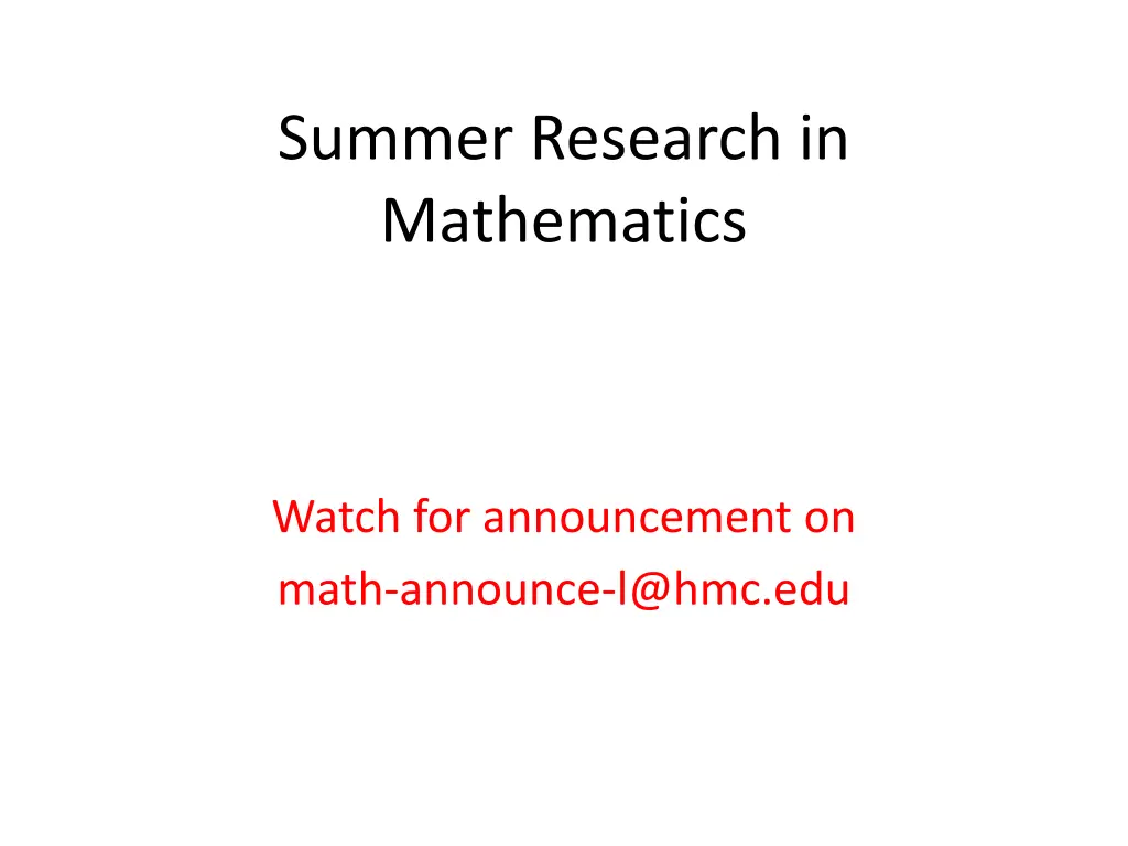 summer research in mathematics