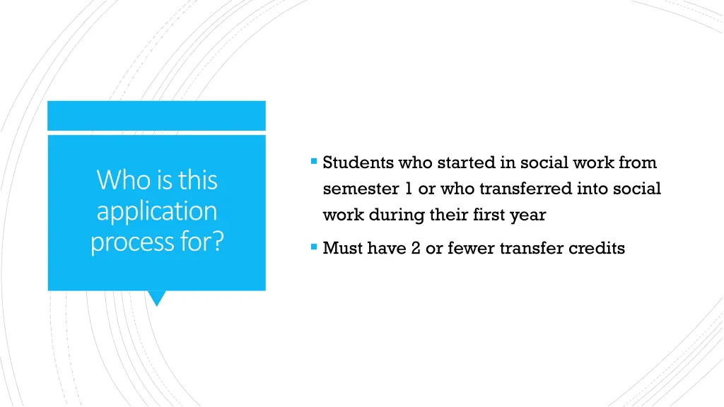 students who started in social work from semester