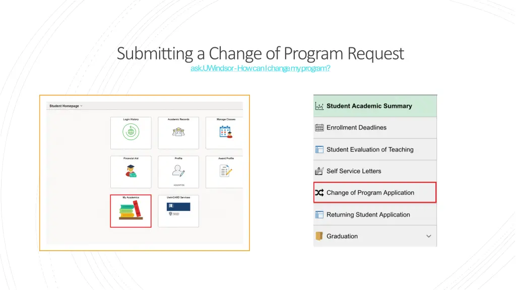 submitting a change of program request