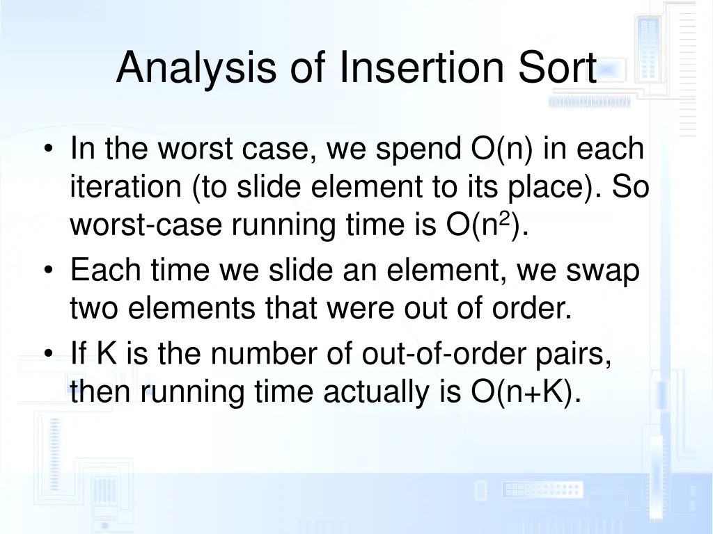 analysis of insertion sort