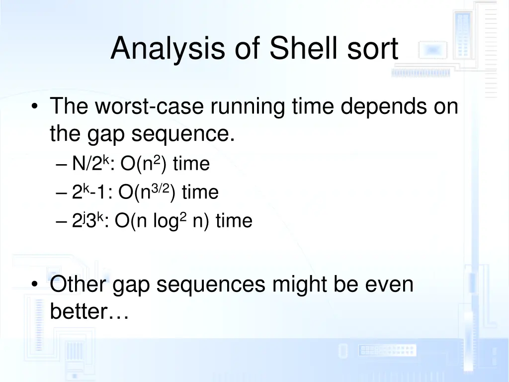 analysis of shell sort