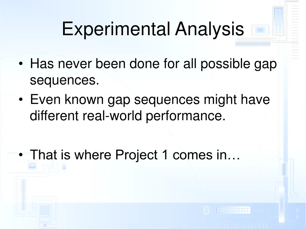 experimental analysis