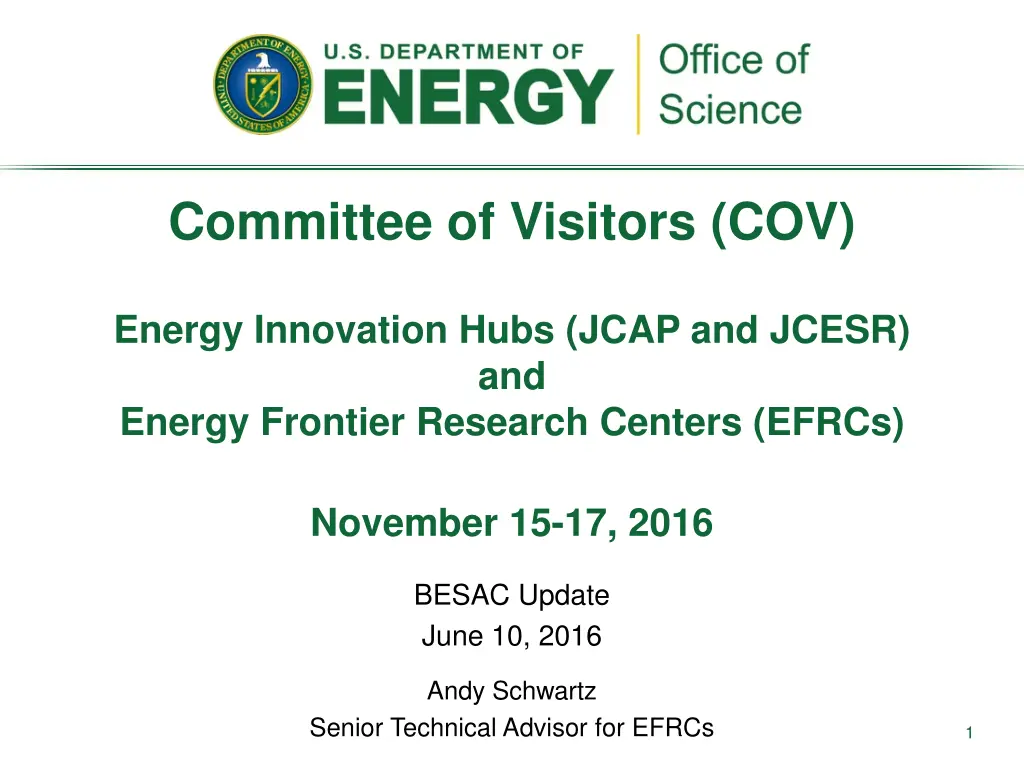 committee of visitors cov energy innovation hubs