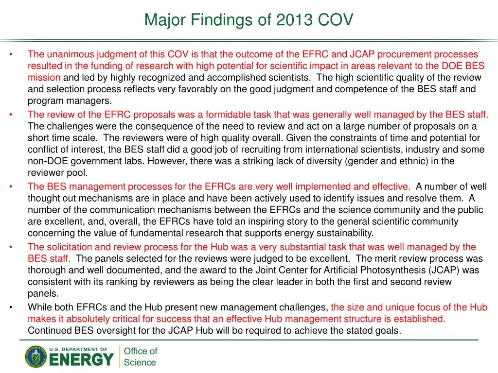 major findings of 2013 cov