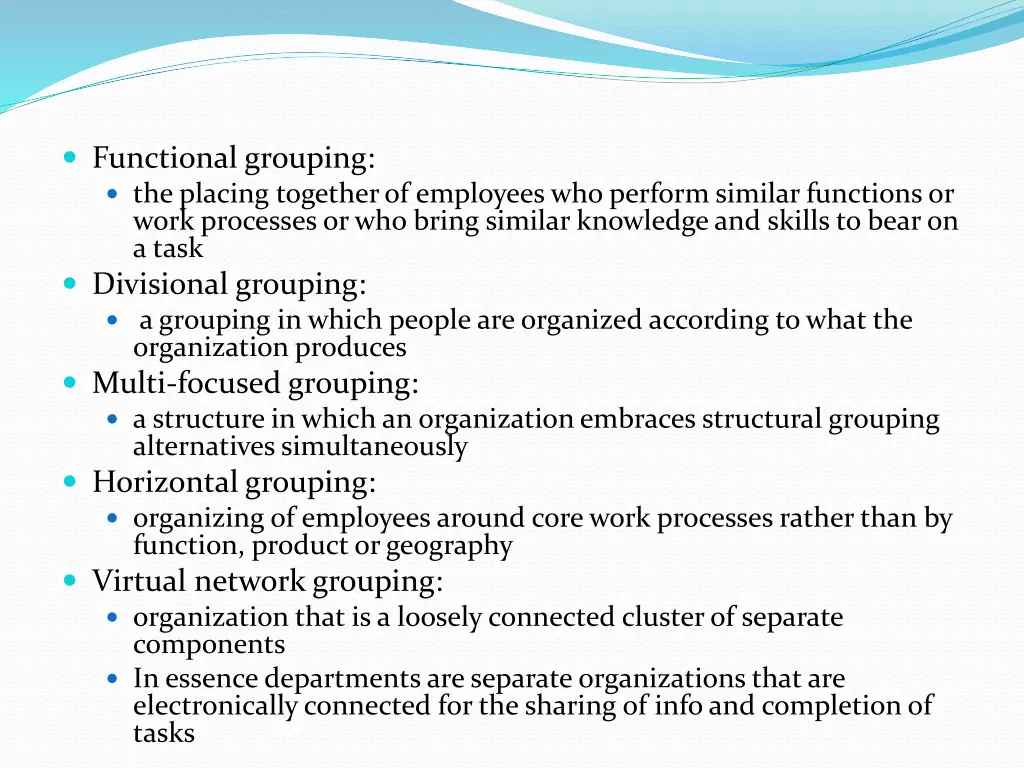functional grouping the placing together
