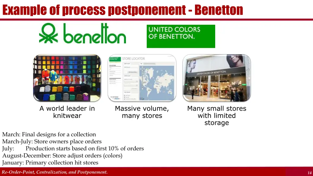 example of process postponement benetton