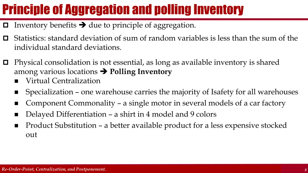 principle of aggregation and polling inventory