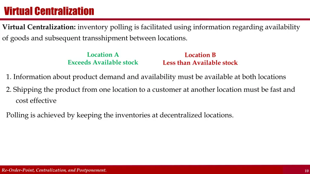 virtual centralization