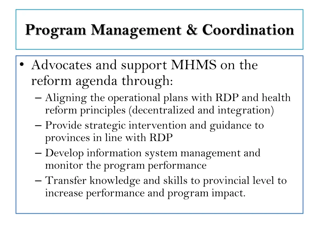 program management coordination