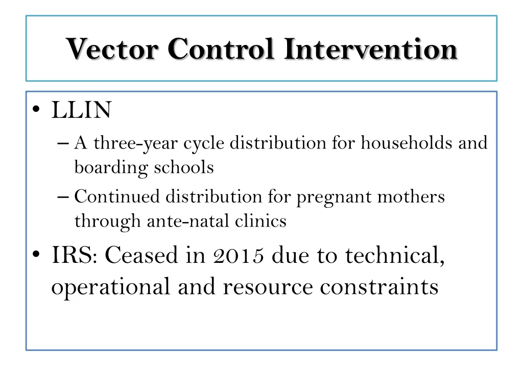 vector control intervention