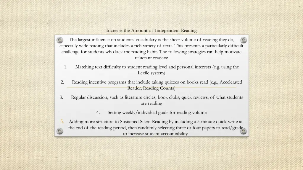 increase the amount of independent reading