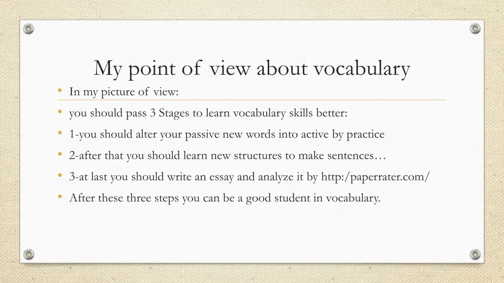 my point of view about vocabulary in my picture