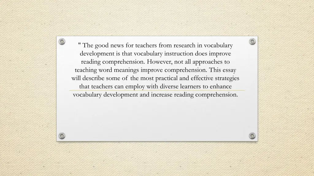 the good news for teachers from research