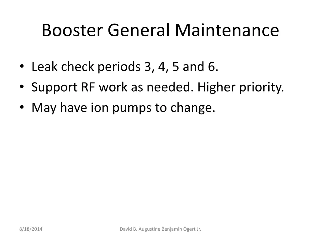 booster general maintenance