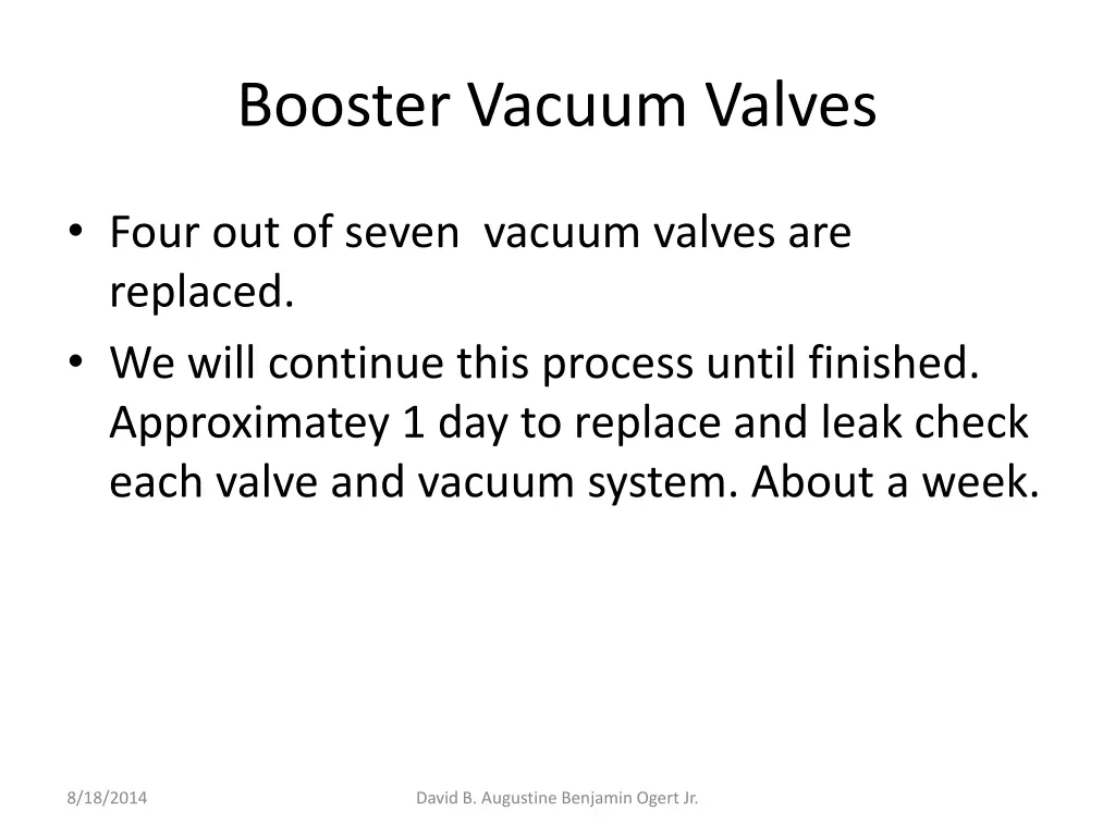 booster vacuum valves
