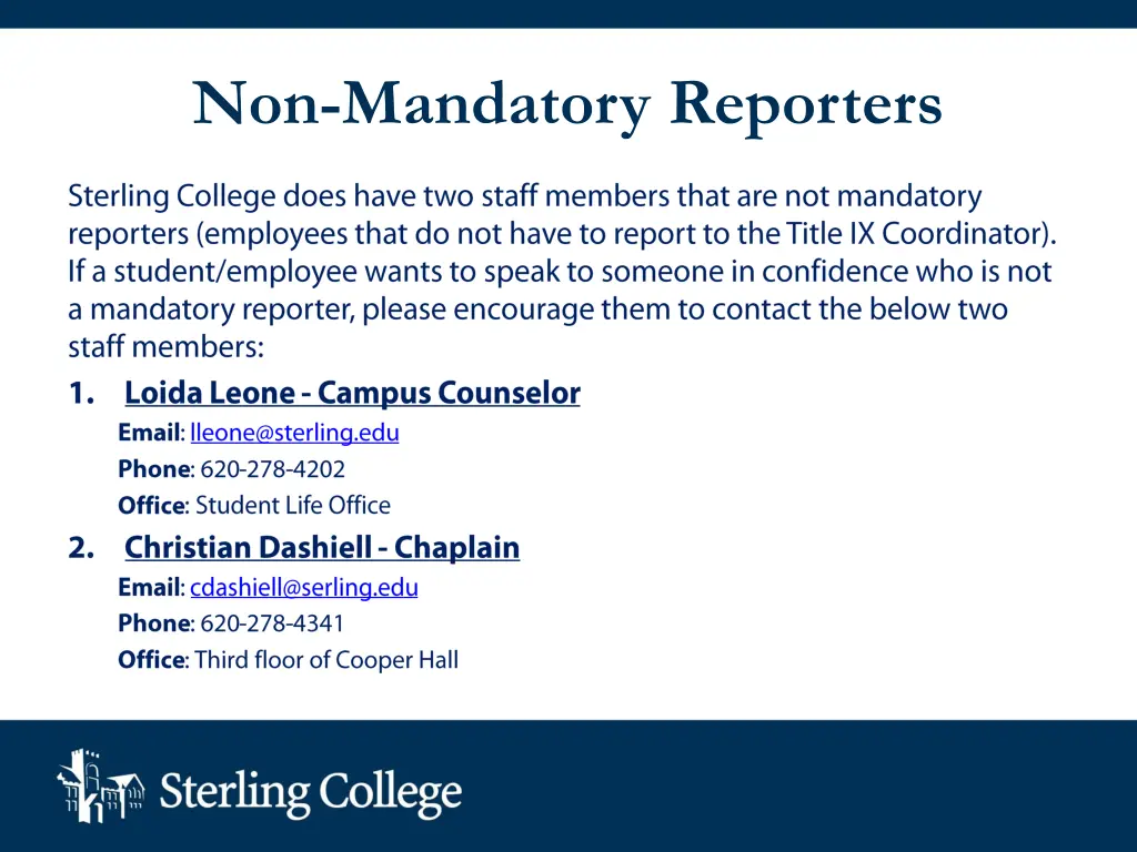 non mandatory reporters