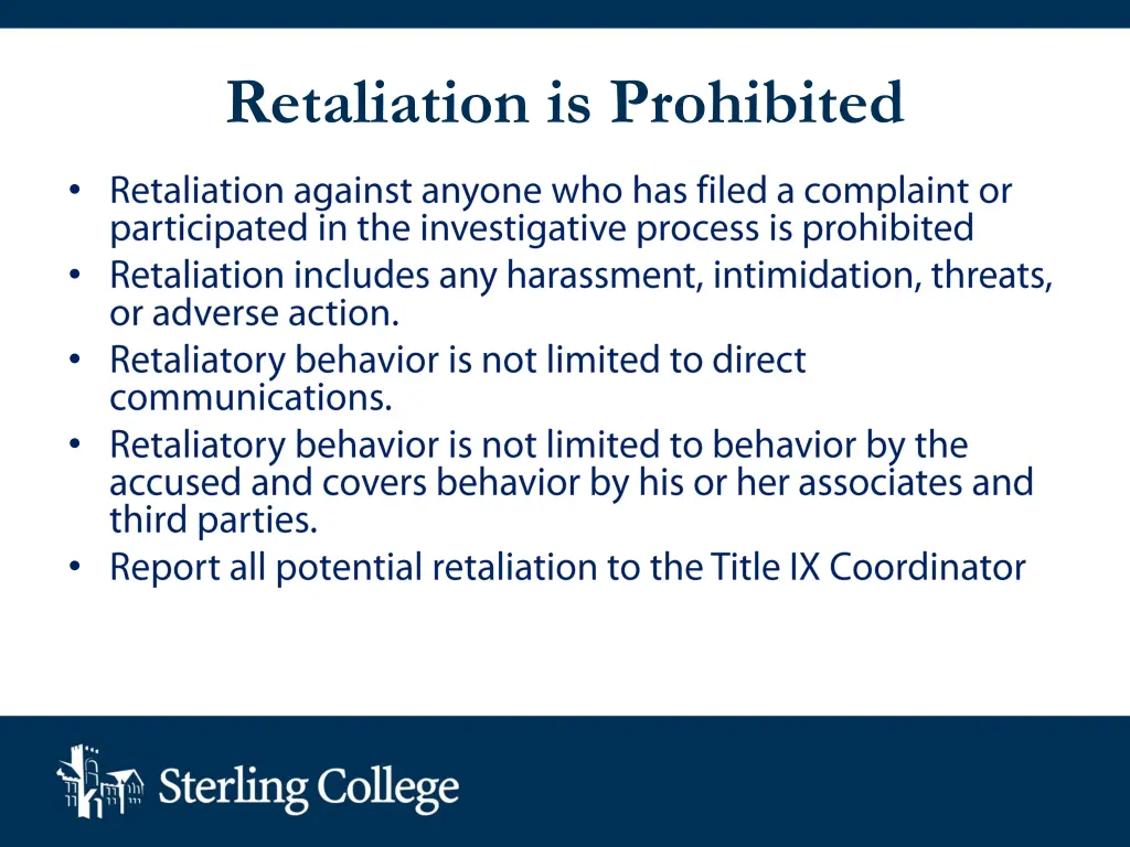 retaliation is prohibited