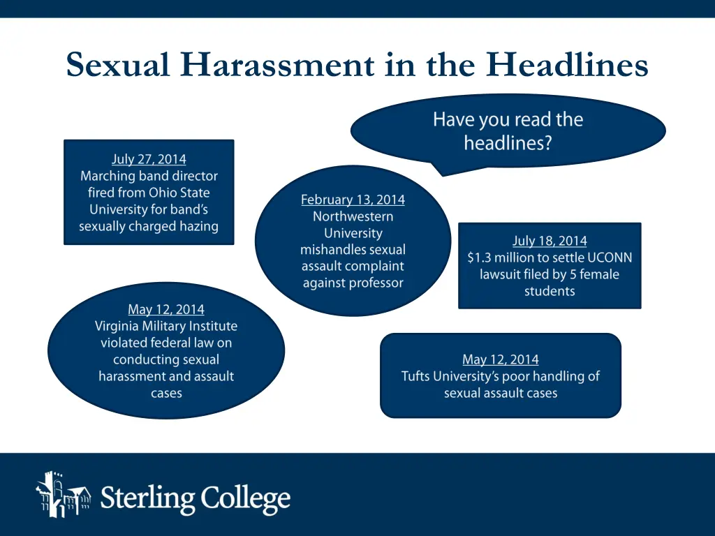 sexual harassment in the headlines