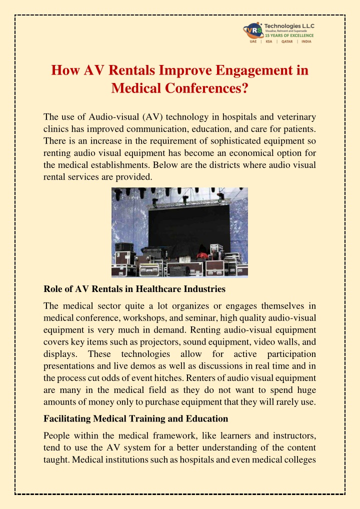 how av rentals improve engagement in medical