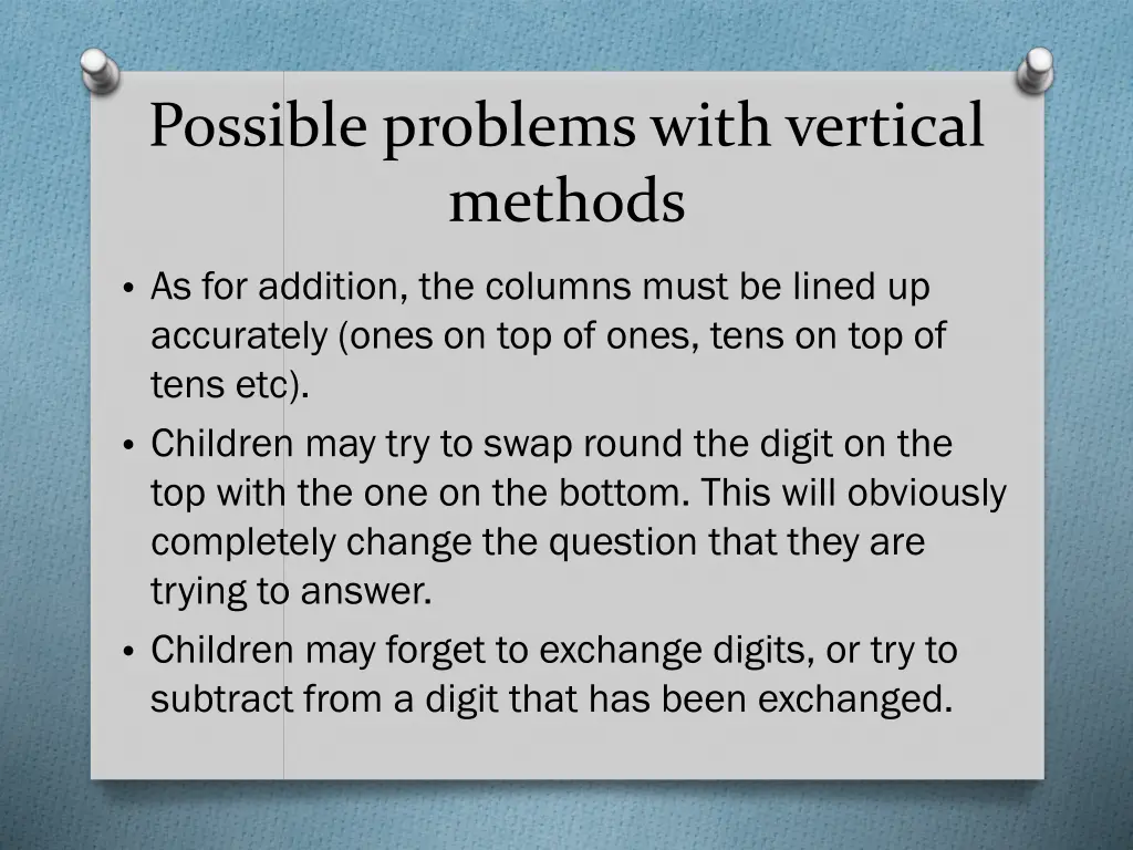 possible problems with vertical methods